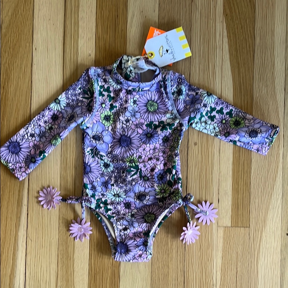 NWT SHADE CRITTERS Floral Kids Swim One Piece